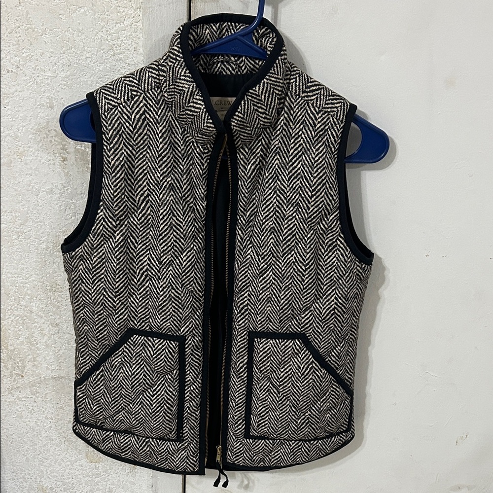 J. Crew Black and Gray Puffer Vest